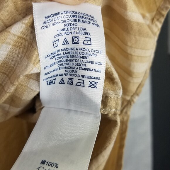 Lands End Button Up Shirt Women 2X 20-22 Brown Plaid Cotton Long Sleeve Tab Camp - Picture 7 of 14